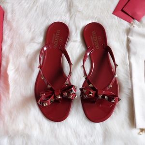 Valentino Rockstud Rubino Flip Flop PVC Sandals 38